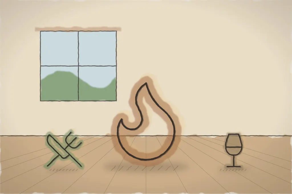 Sala cu șemineu (ilustrație)
